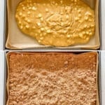 Step by step photos of making easy cinnamon streusel blondies.