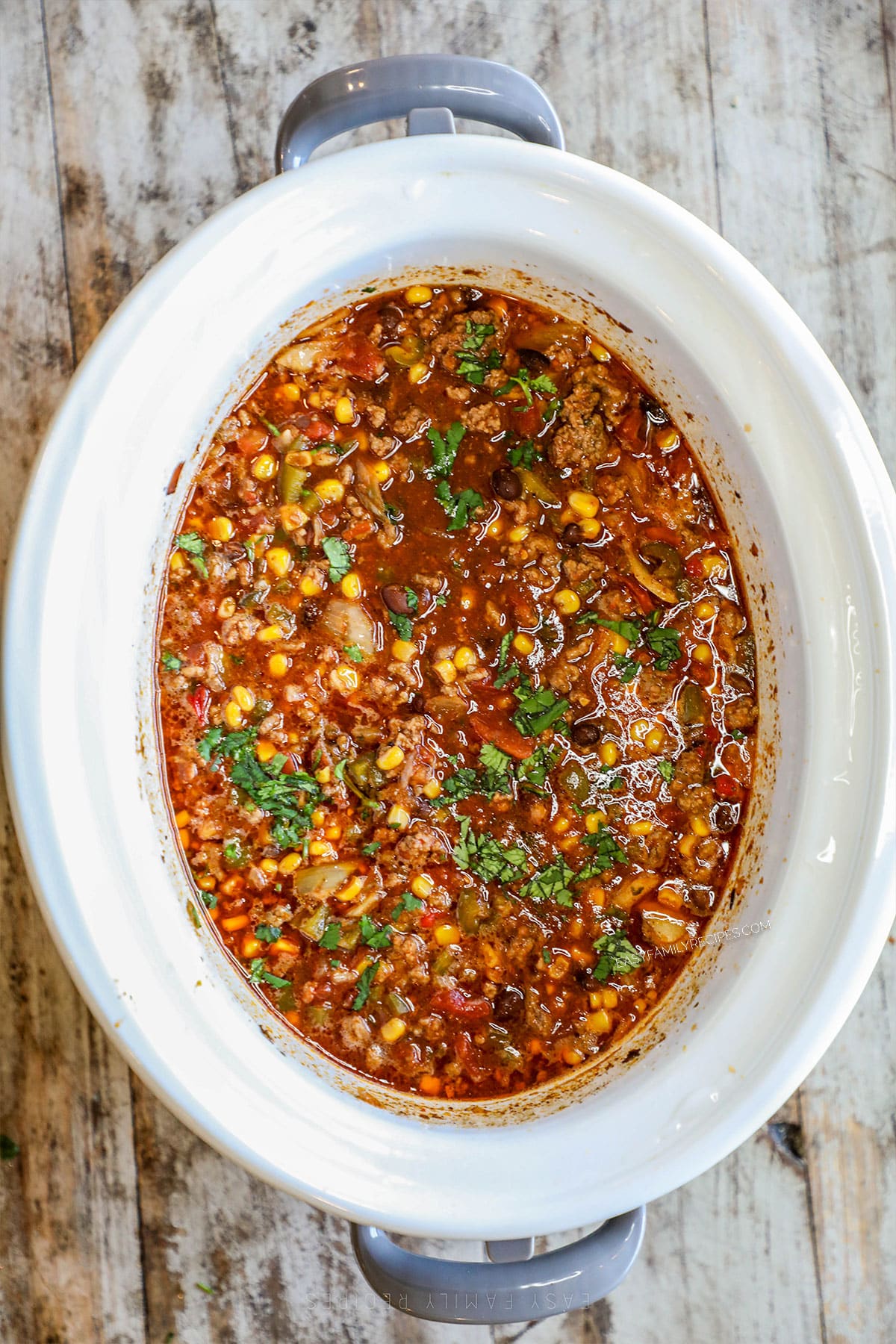 How to make Crockpot Taco Soup Step 4: Cover and cook on low for 4-5 hours or high for 3-4 hours
