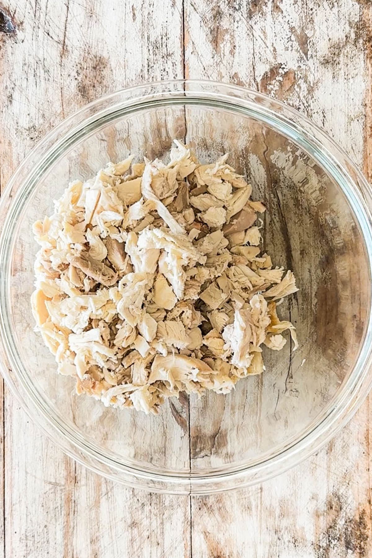 diced turkey in a mixing bowl.