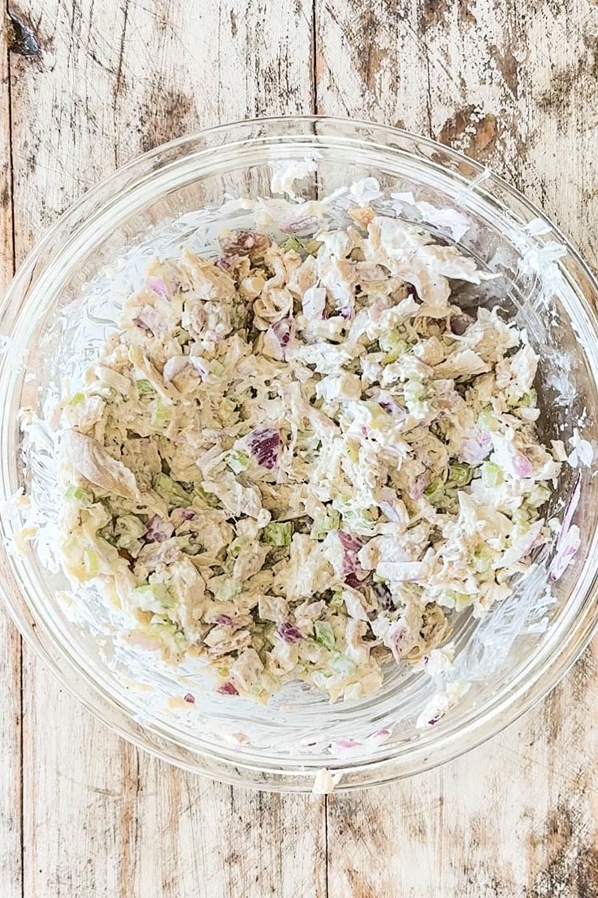 finished turkey salad in a bowl.