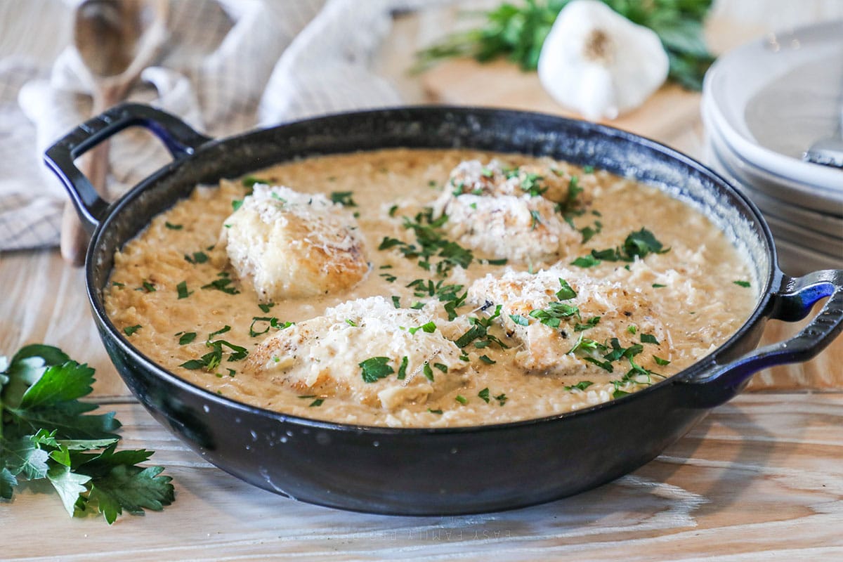 One Pan Boursin Chicken Risotto
