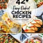 6 photo collage of easy baked chicken recipes