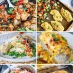 6 photo collage of easy baked chicken recipes