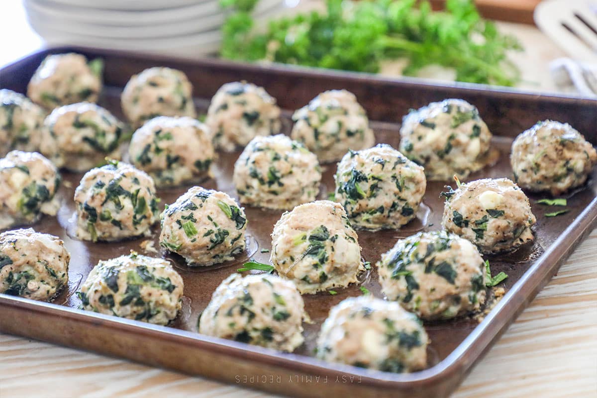 Spinach Feta Turkey Meatballs