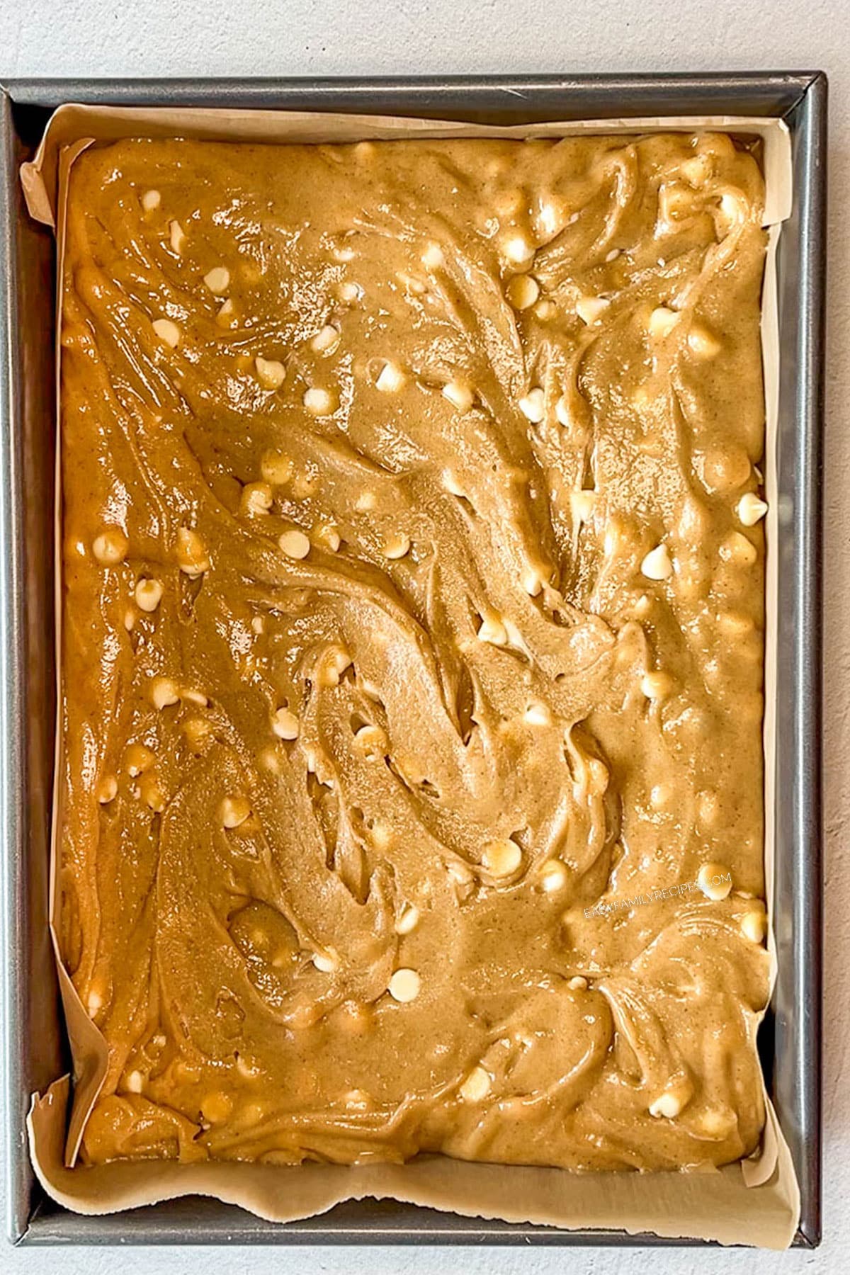 a pan of uncut brown butter blondies