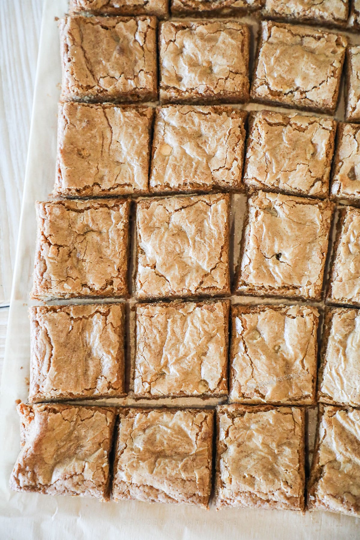brown butter blondies cut into squares