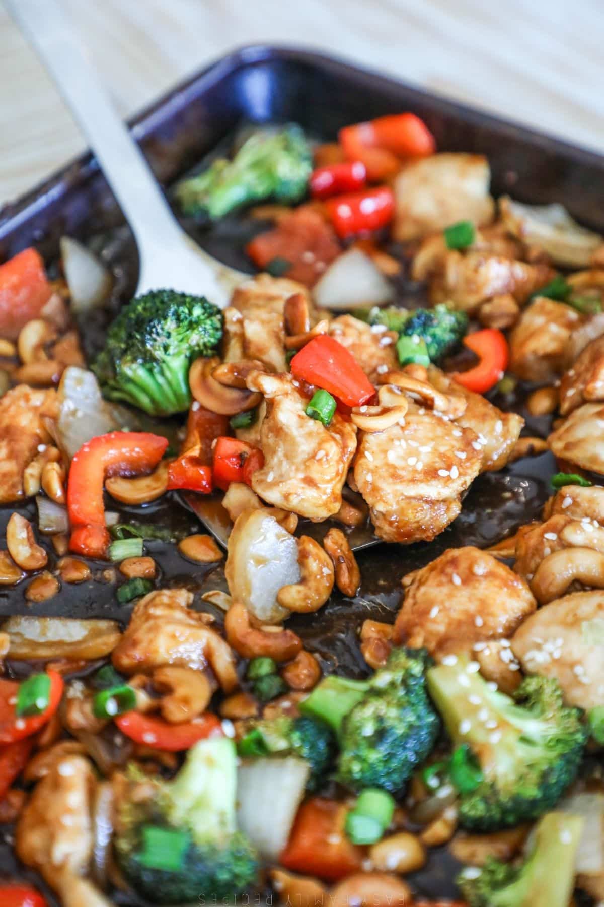 sheet pan cashew chicken and veggies