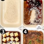 how to make baked stick of butter rice, 1)add rice to a baking dish, 2)add in french onion soup and beef broth, 3)cover with pats of butter, 4)bake and serve.