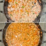 Step by step photos of how to make garlic pork peanut noodles.