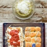 Step by step process shots of chicken parmesan sliders