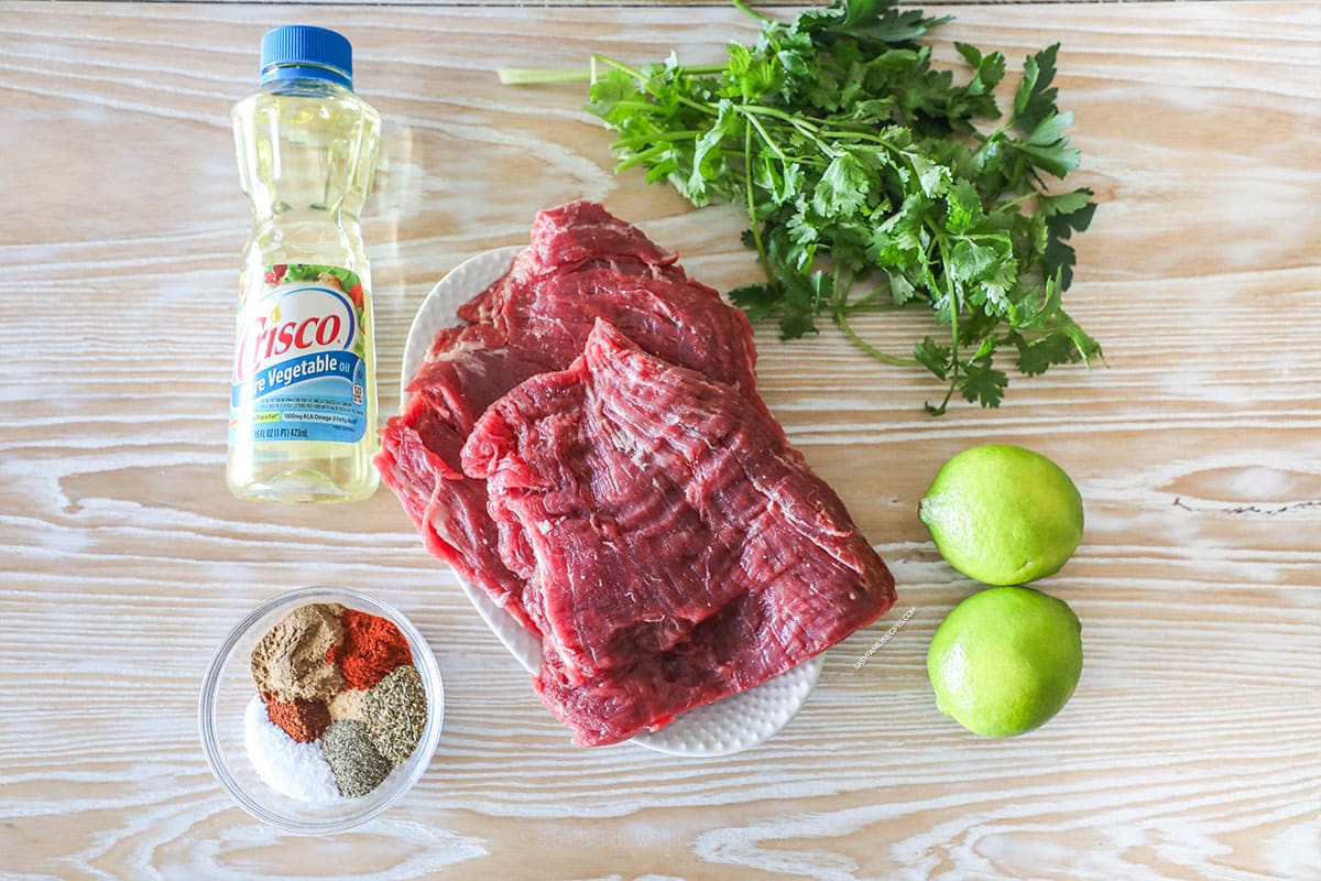 ingredients needed for cilantro lime carne asada.