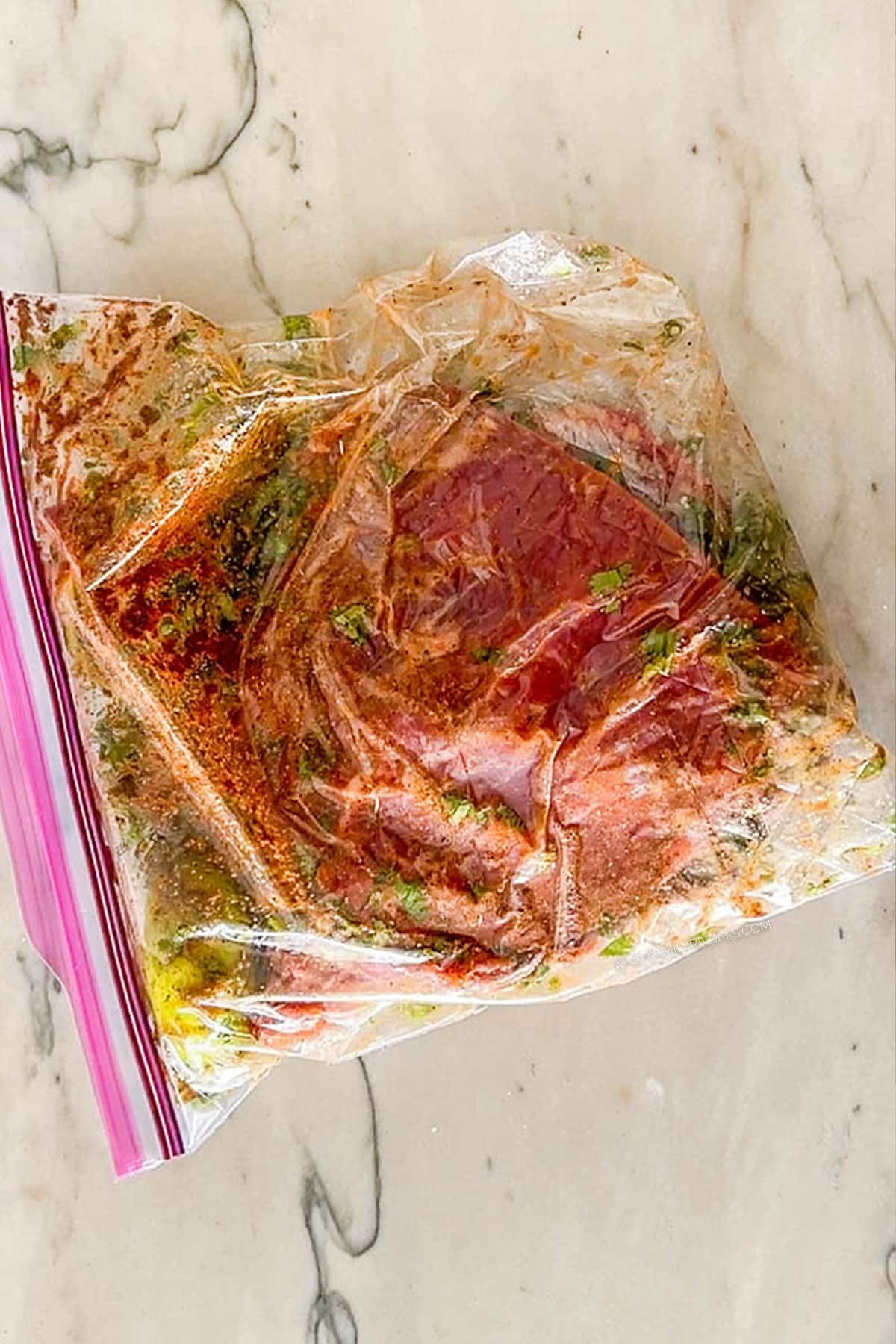 flank steak in a cilantro lime marinade.