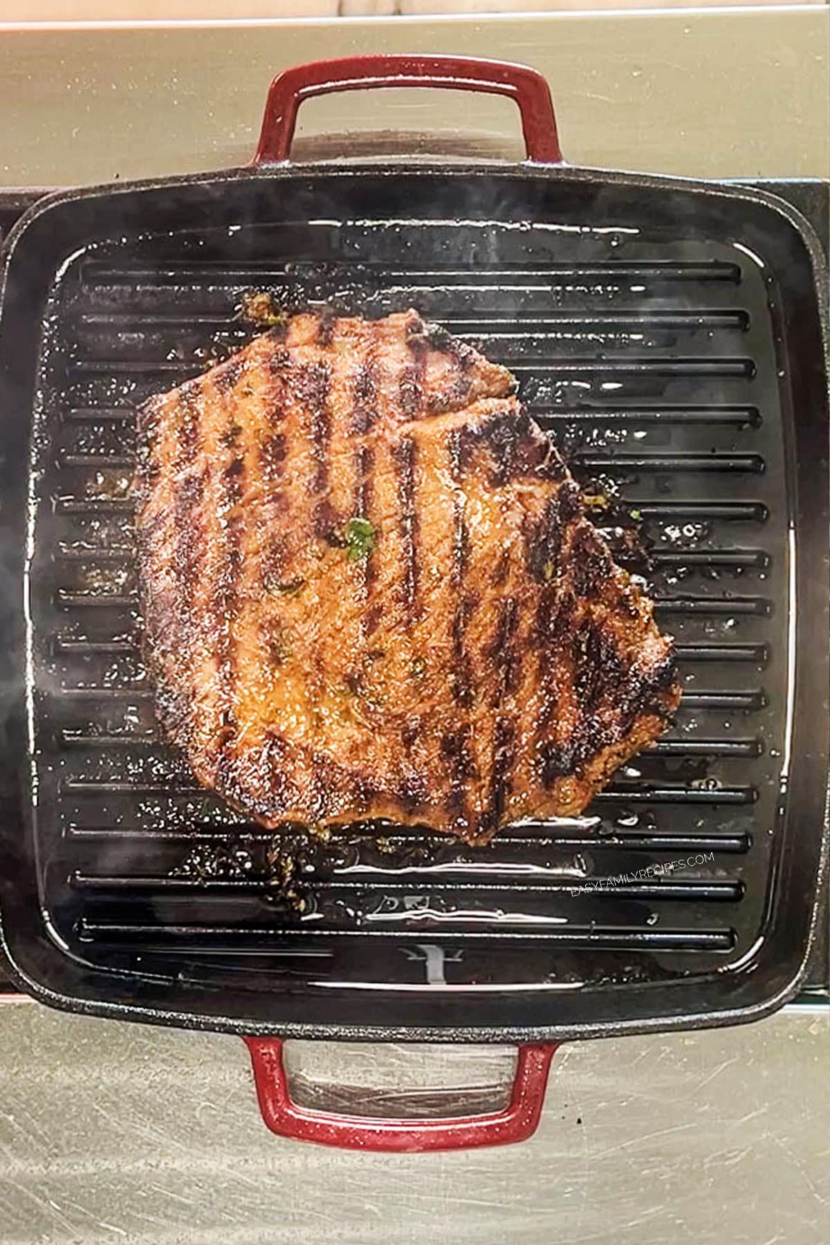 grilled carne asada on a pan.
