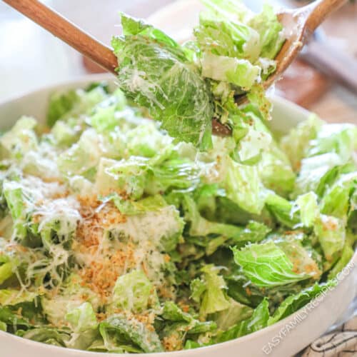 caesar salad in a large bowl.