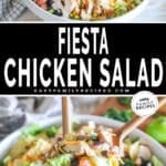 two images for Simple Chicken Salad, both with assembled salad in a salad bowl.