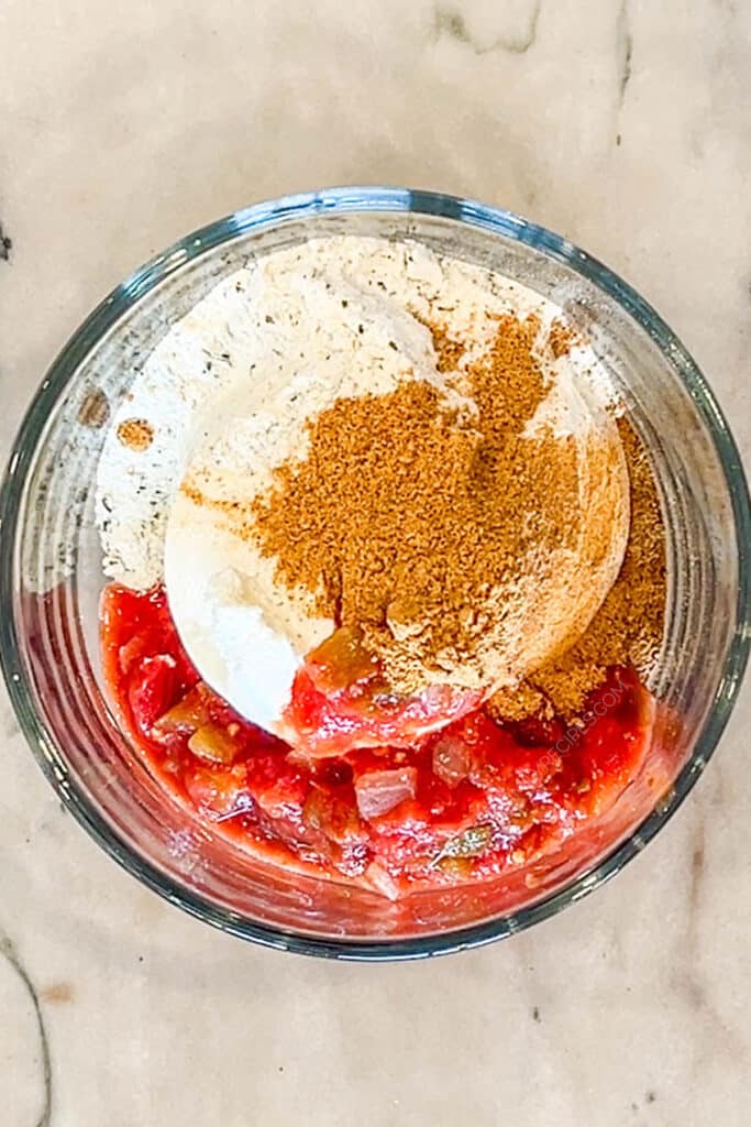 Fiesta Ranch Dressing ingredients in a mixing bowl.