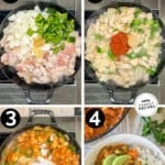 Numbered step by step photos of how to make one pan chicken curry.