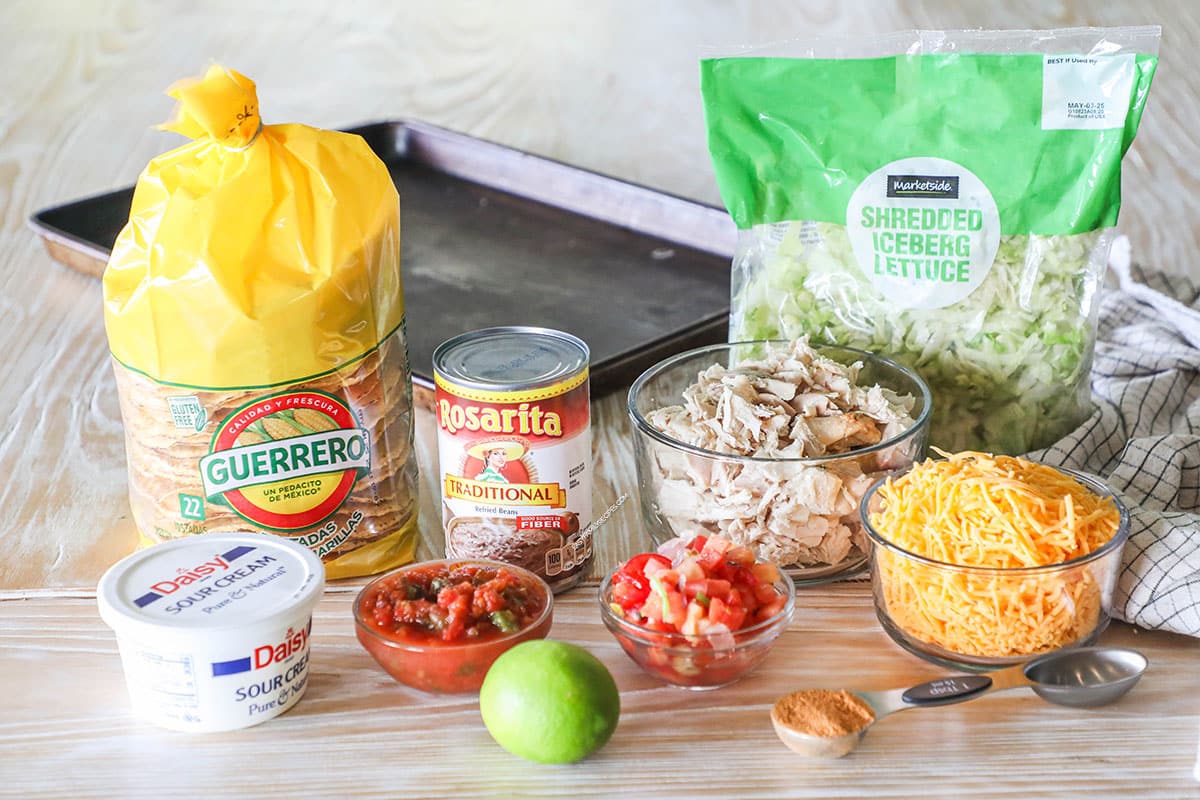 ingredients for chicken tostadas.