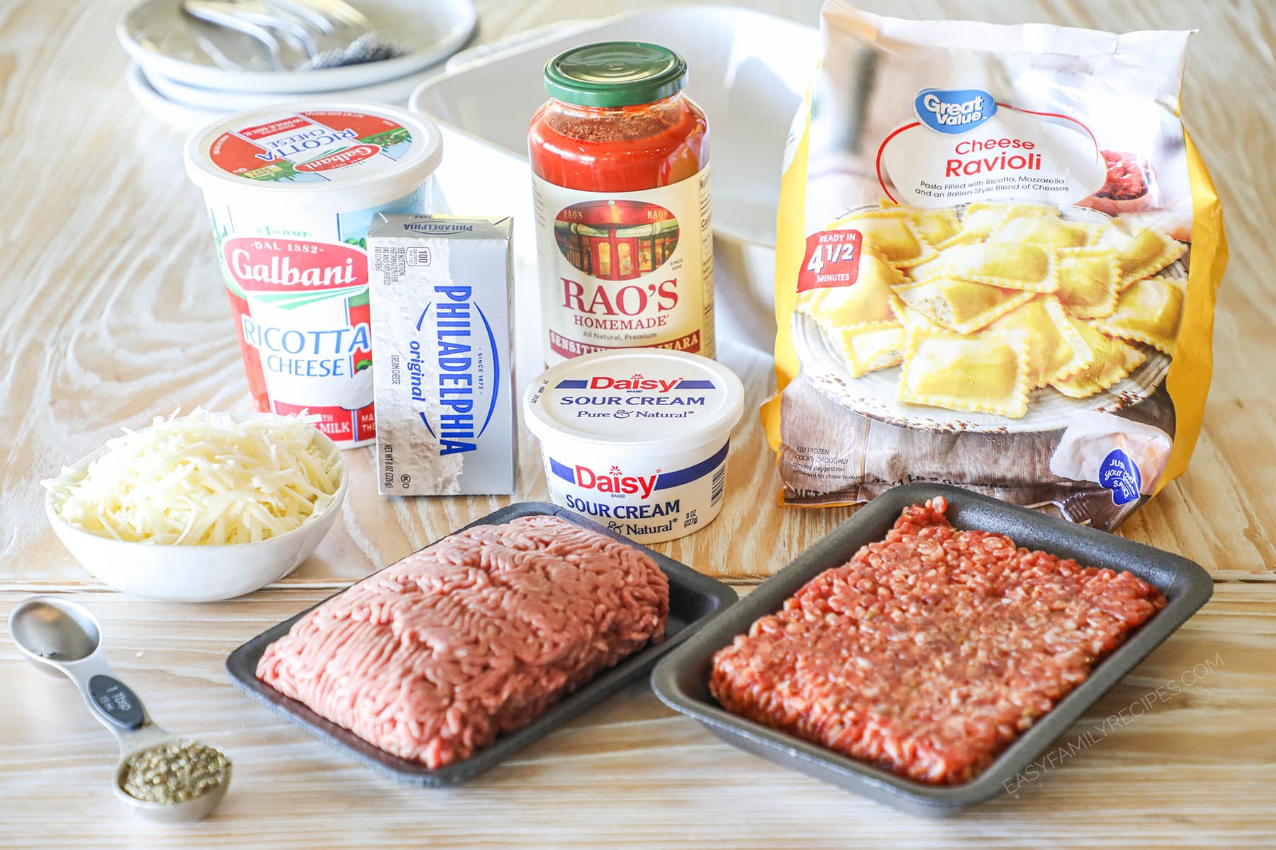 Ingredients needed to make million dollar ravioli.