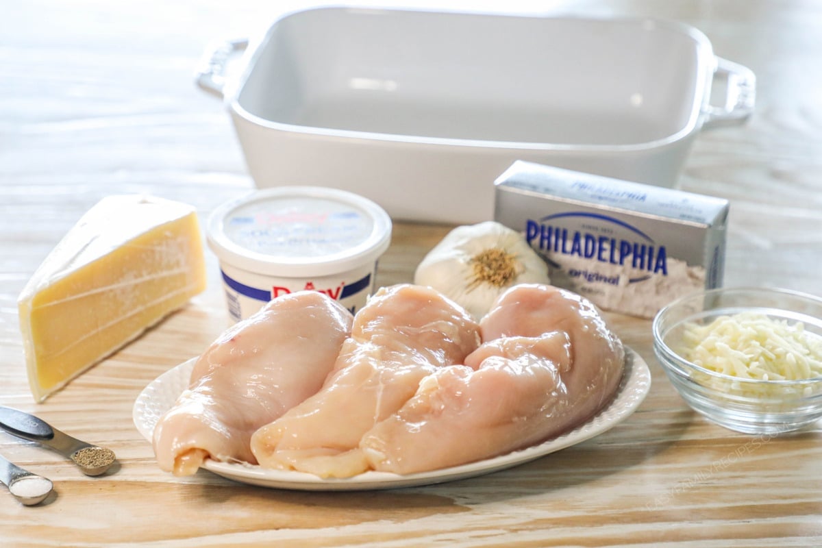 ingredients needed for baked cream cheese chicken.