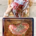 Four images for process for making flank steak marinade