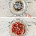 four steps for making balsamic steak bites