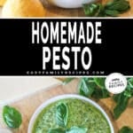two images of bowls filled with easy homemade pesto.
