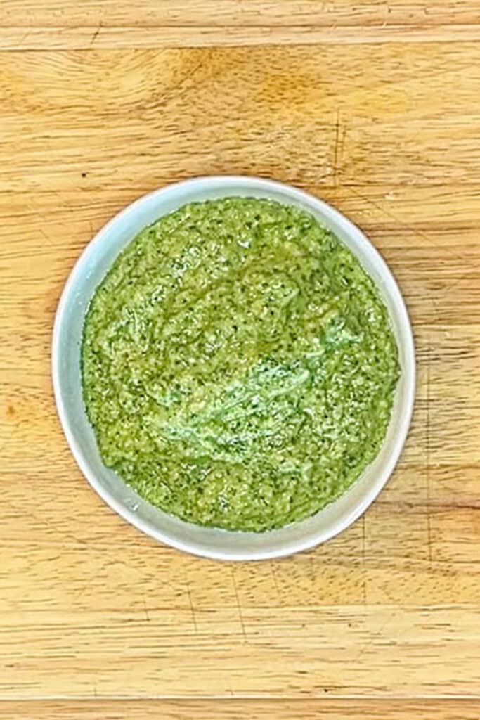 a bowl of fresh pesto.