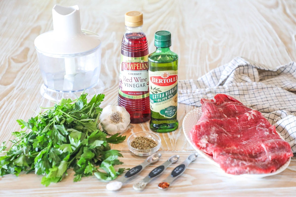Ingredients needed to make Chimichurri Flank Steak