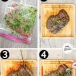 Four steps for making Chimichurri Flank Steak