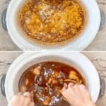 Four steps for making Crockpot Enchilada Chicken Casserole