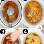 Four steps for making Crockpot Enchilada Chicken Casserole