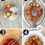 four steps for making Crockpot Meatloaf and Potatoes