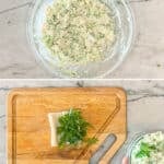 Four steps for making pesto chicken salad