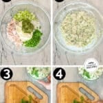 Four steps for making pesto chicken salad