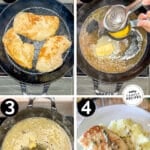 Labeled step by step photos of how to make chicken piccata.