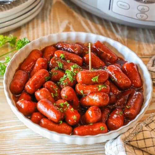 lil smokies appetizer in a bowl.