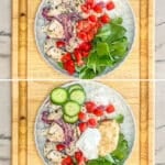 Four steps for making Greek Chicken Bowls