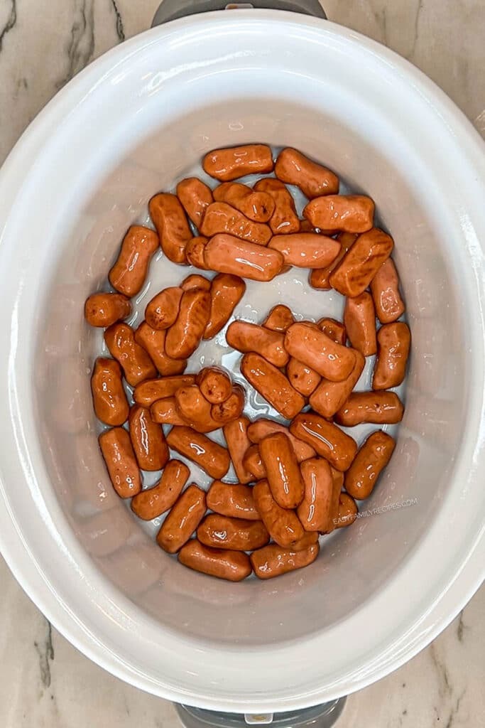 cocktail sausages in a crockpot.
