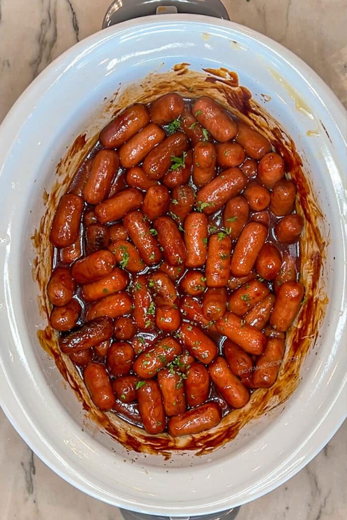 finished lil smokies recipe in a crockpot.