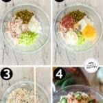 Four steps for making Jalapeño Popper Chicken Salad