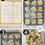Four steps for making Pear and Gorgonzola Puff Pastry Bites