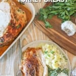 turkey breast on a plate with side dishes