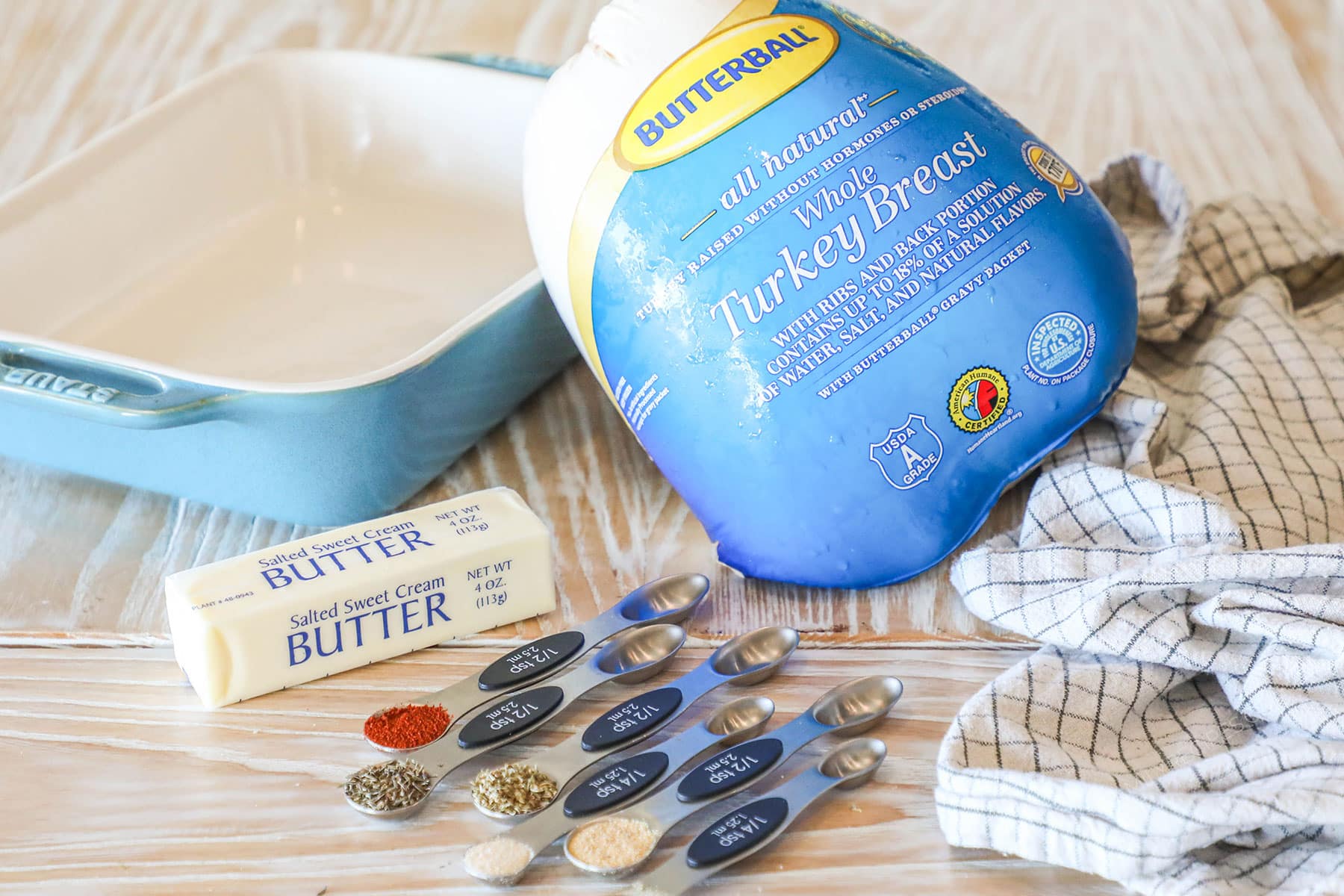 ingredients needed for turkey breast in the oven.